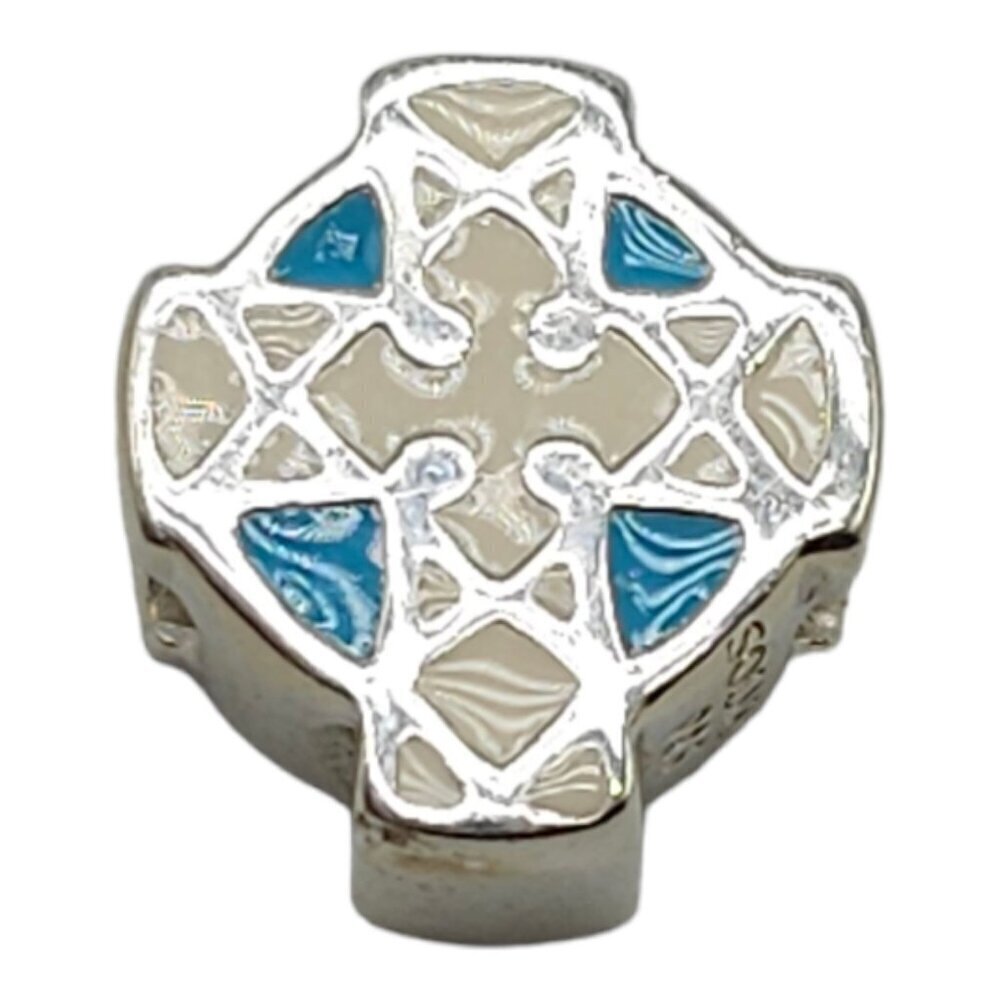 Solvar Sterling Silver Enamel Celtic Cross Slide Charm Kids New Old Stock